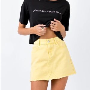 Yellow Hallie Denim Mini Skirt